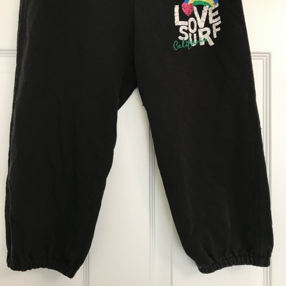 Y2K 360 SURF Love Surf California Low Rise Capri Pants S Black Rainbow Heart - Picture 8 of 12